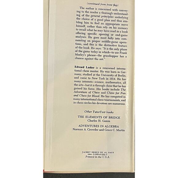 THE GAME of CHESS: The Strategy and Tactics of Expert Play By Edward Lasker *VG* - Picture 8 of 10